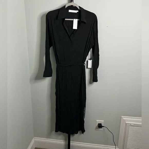 ASTR the Label Belted Long Sleeve Midi Shirtdress-Black size Small-NWT - Picture 7 of 12